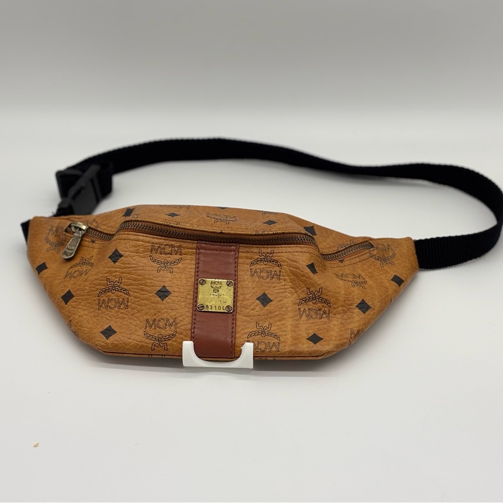 MCM Brown Belt Bag with Iconic Monogram and Adjustable Strap - Picture 1 of 6
